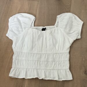 Art Class White Ruffled Puff Sleeve Blouse